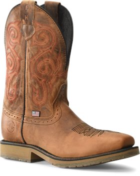 Light Brown Double H Boot 11 Inch Domestic Wide Square Steel Toe Roper